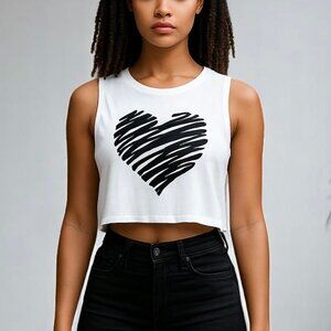 Sleeveless Women Crop Heart Top